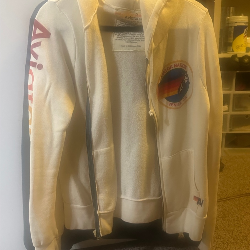 Aviator Nation Cream Zip-Up with Logo